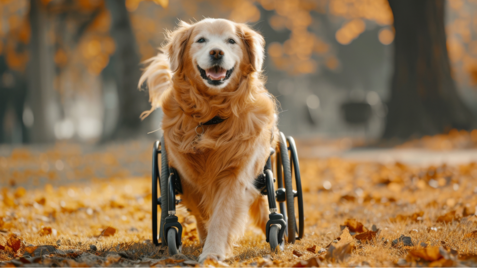 Dog in a wheeled chair